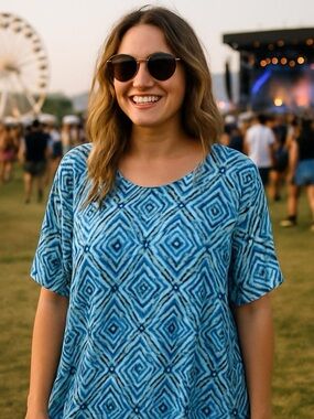 JM Collection multi colored blouse Tie Dye geometric print size‎ 3X